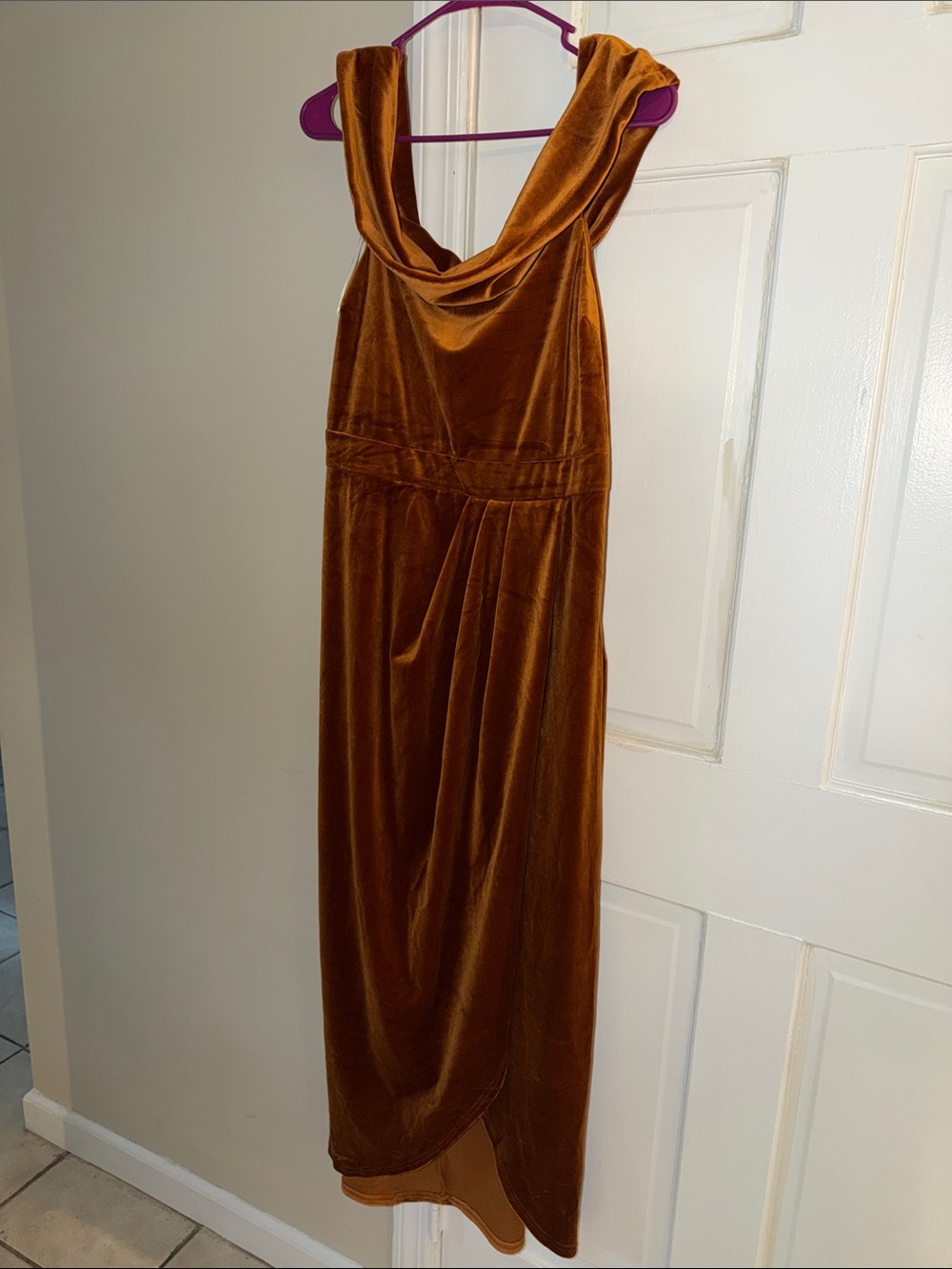 Lulu's Velvet Maxi Dress in Burnt Amber